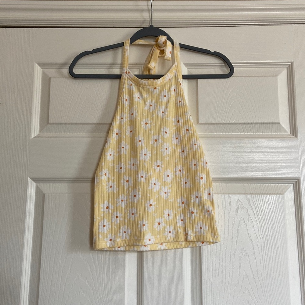 Mudd yellow floral halter top